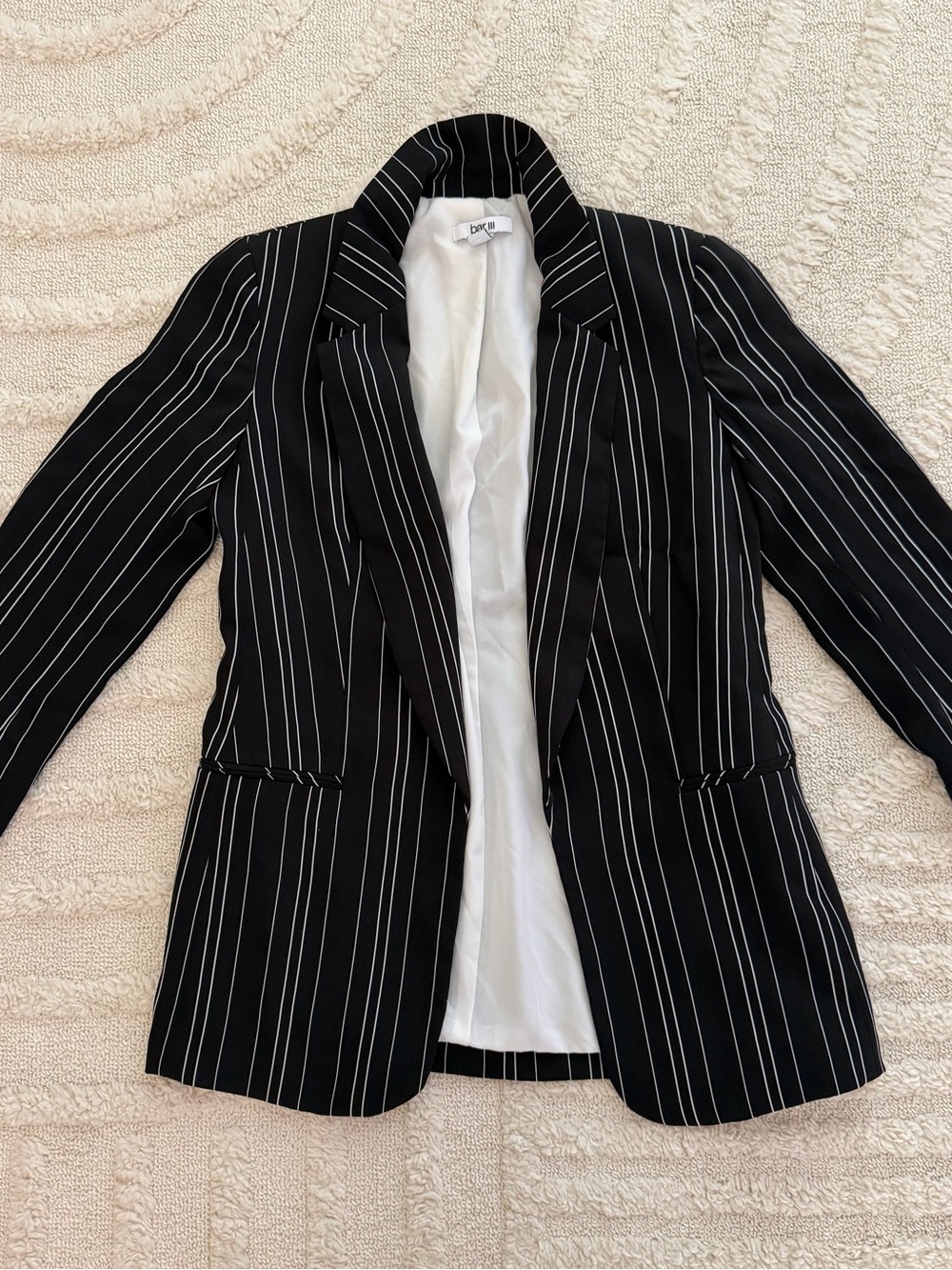 Bar III Pinstripe Open-Front Women's Blazer - Black